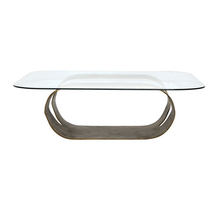 Antique Brass Aluminum and Glass Table 45.5 in Wide