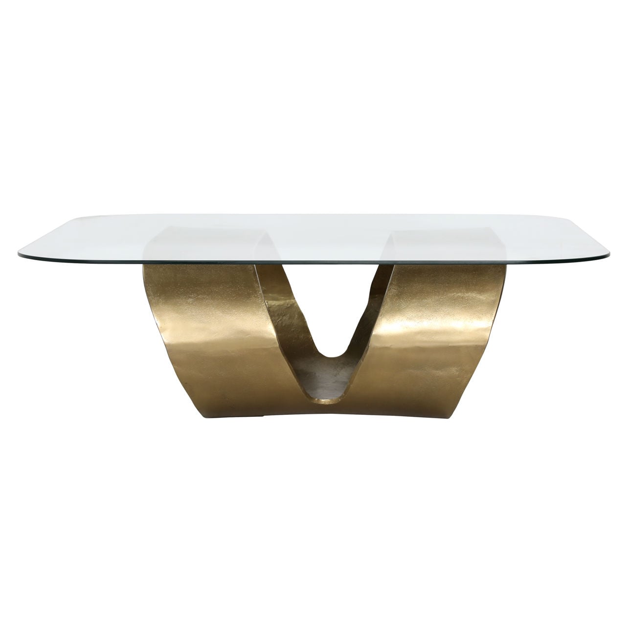 Antique Brass Aluminum and Glass Table 45.5 in Wide