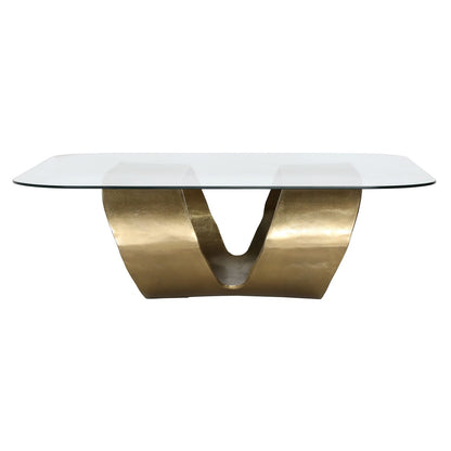 Antique Brass Aluminum and Glass Table 45.5 in Wide