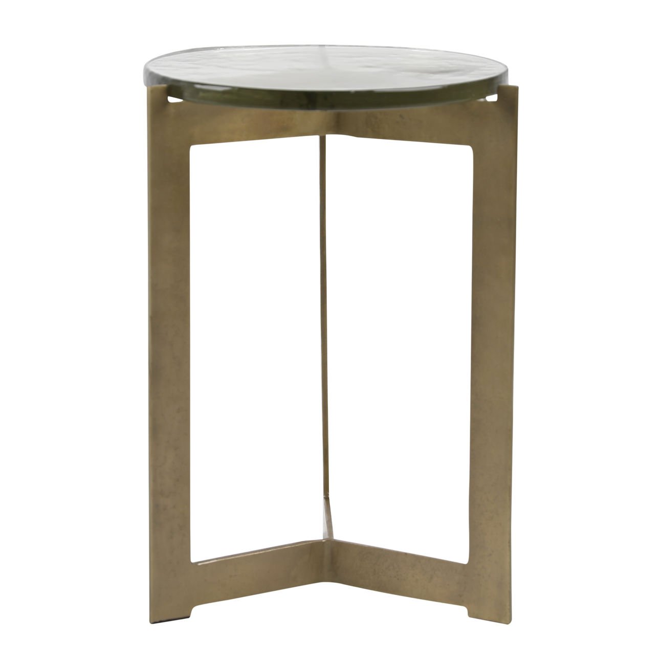 Antique Brass Glass and Aluminum Table 16 in Wide