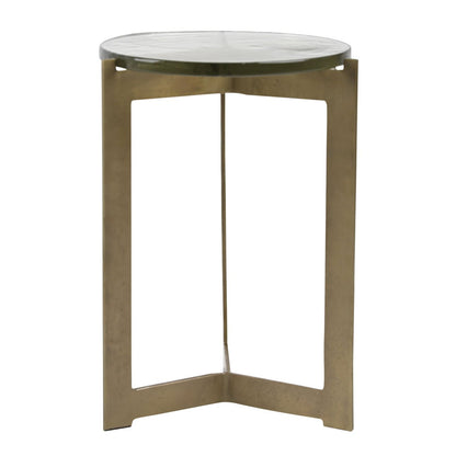 Antique Brass Glass and Aluminum Table 16 in Wide