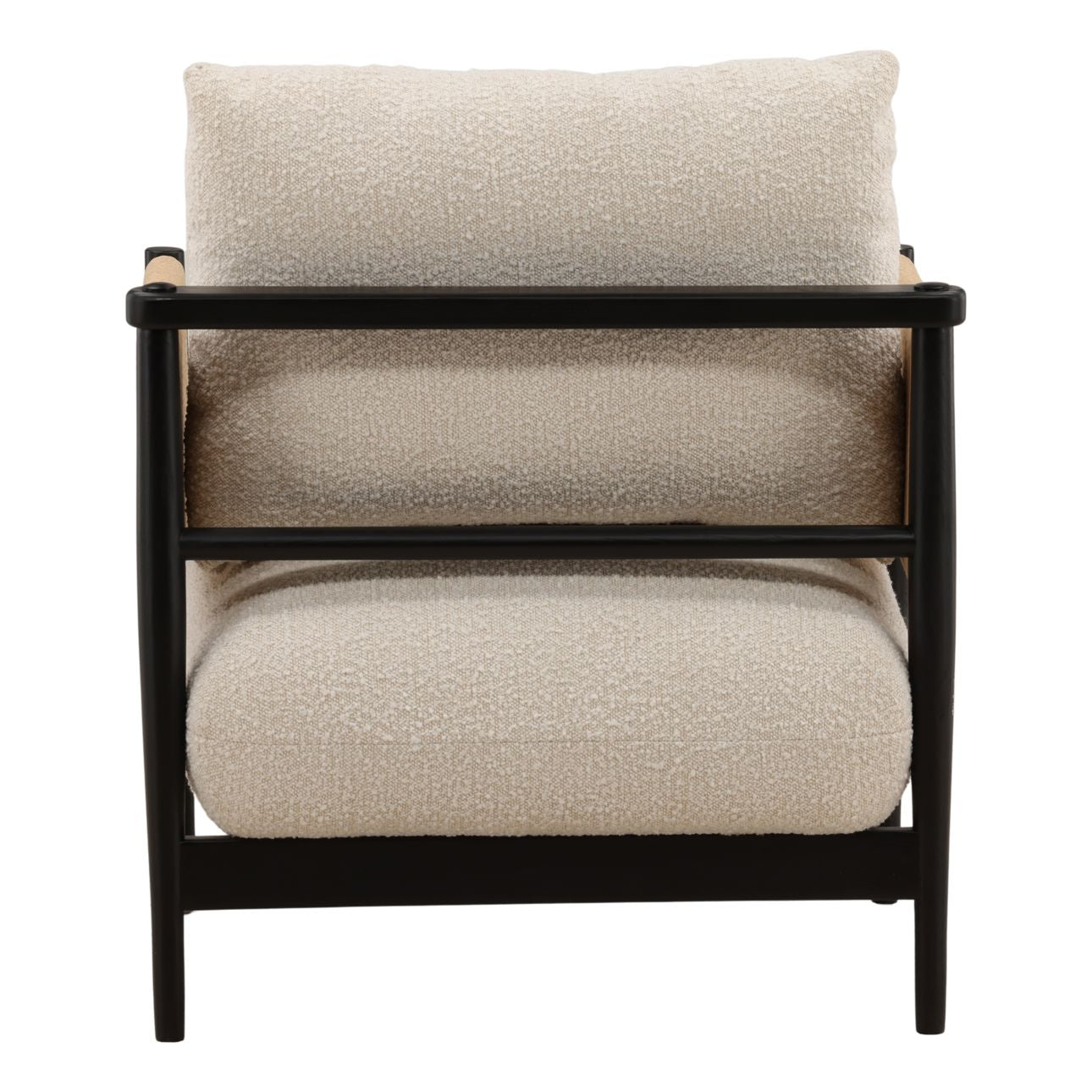 Cream and Black Boucle Fabric, Twisted Rope and Ash Wood Chair 27 in Wide