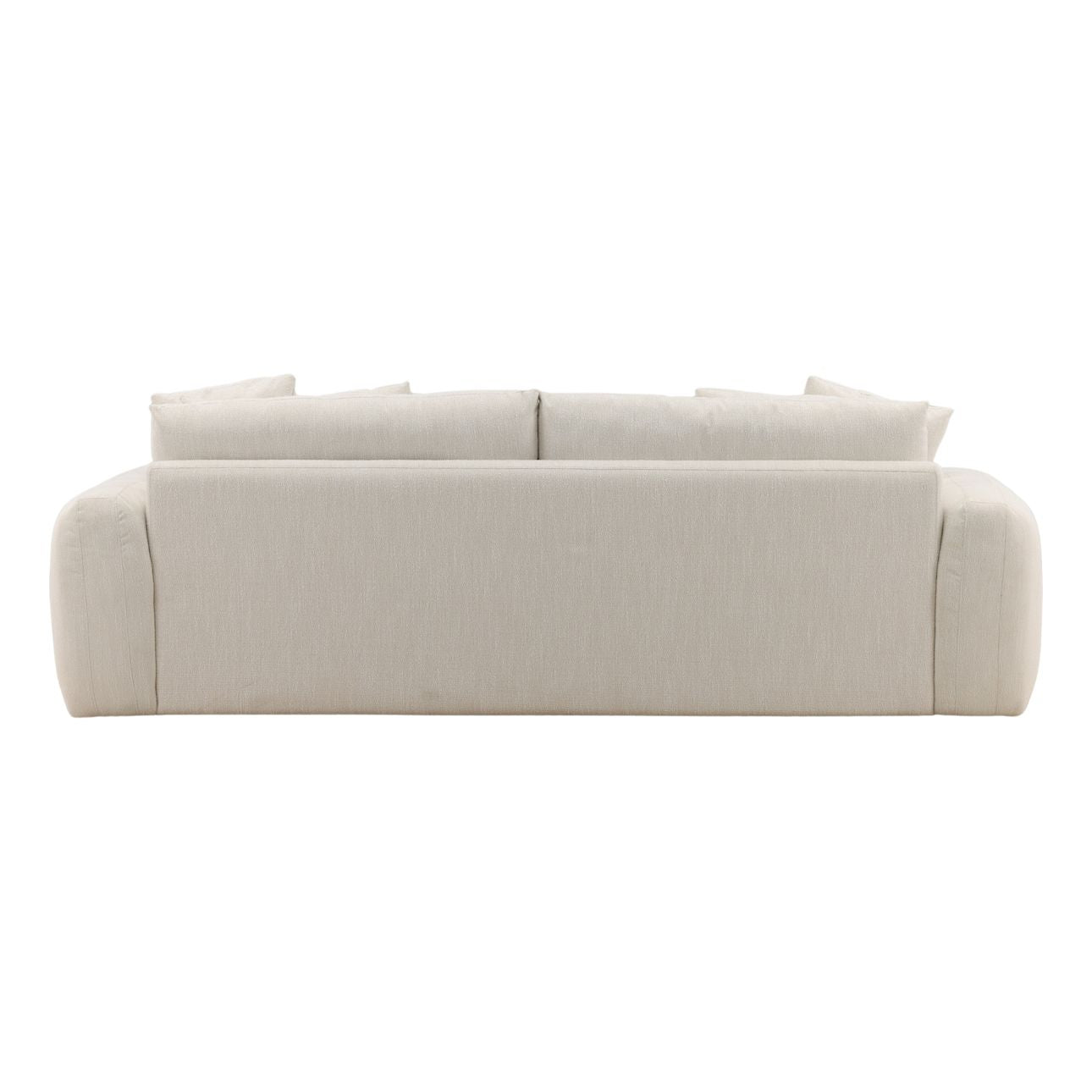 Naples Cream Micro Boucle Fabric and Rubber Wood Sofa 98.5 in Wide