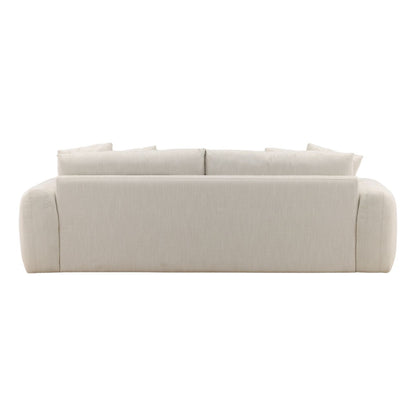 Naples Cream Micro Boucle Fabric and Rubber Wood Sofa 98.5 in Wide