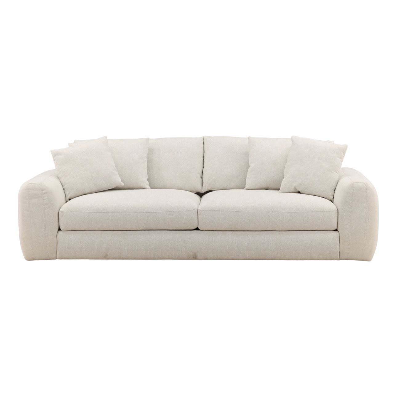 Naples Cream Micro Boucle Fabric and Rubber Wood Sofa 98.5 in Wide