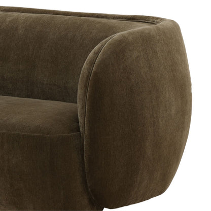 Olive Velvet Fabric Sofa 85.5 in Wide
