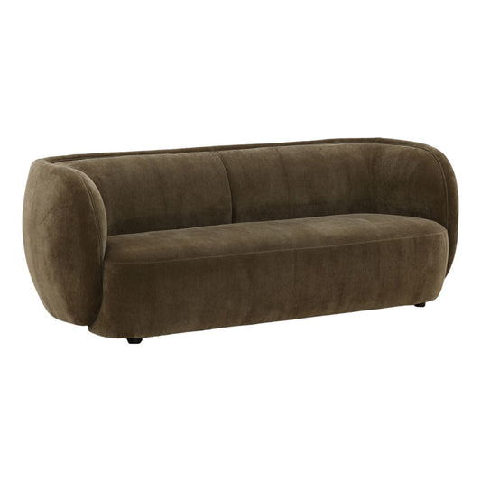 Olive Velvet Fabric Sofa 85.5 in Wide