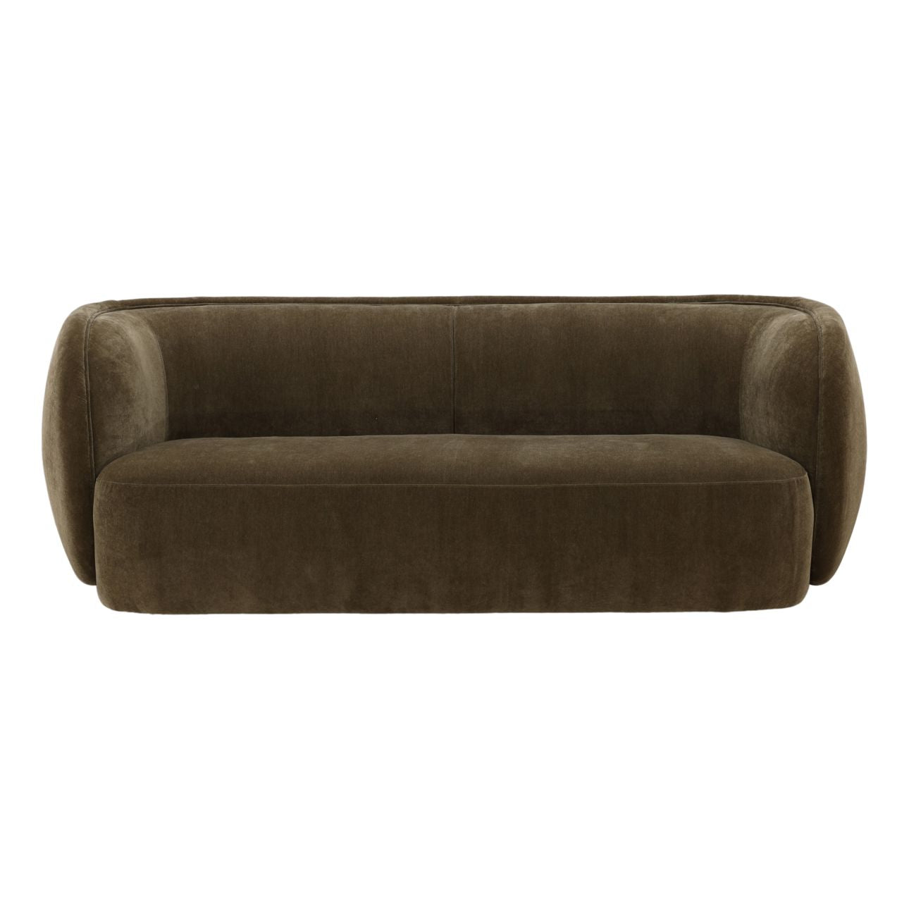 Olive Velvet Fabric Sofa 85.5 in Wide