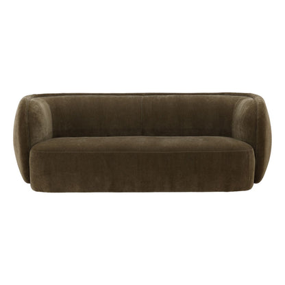 Olive Velvet Fabric Sofa 85.5 in Wide