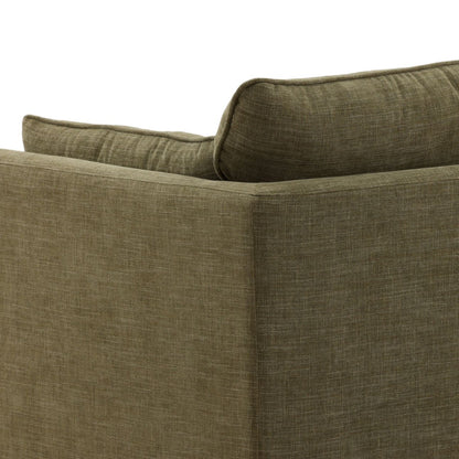 Topanga Green Two-Tone Basketweave Fabric Sofa 90 in Wide