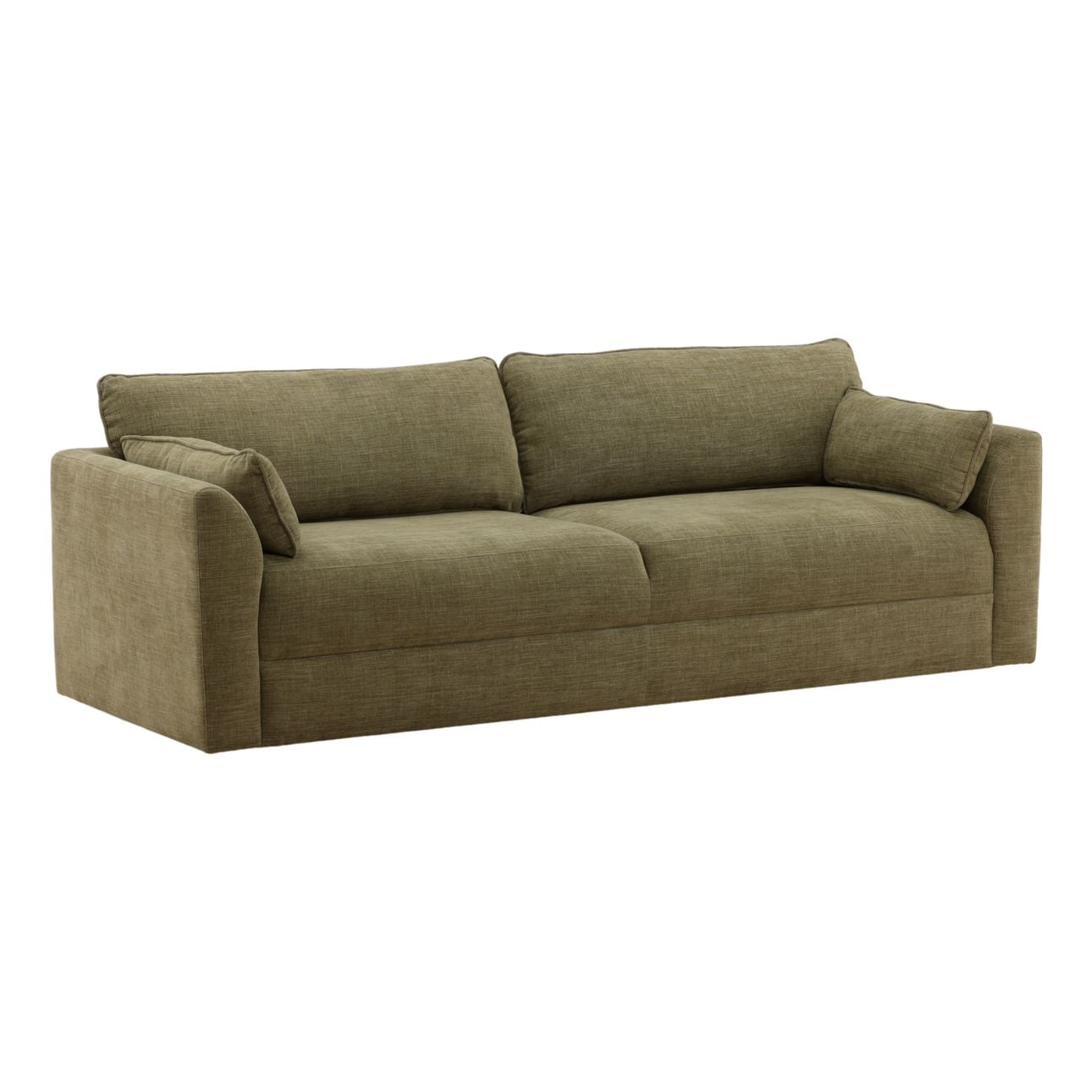 Topanga Green Two-Tone Basketweave Fabric Sofa 90 in Wide