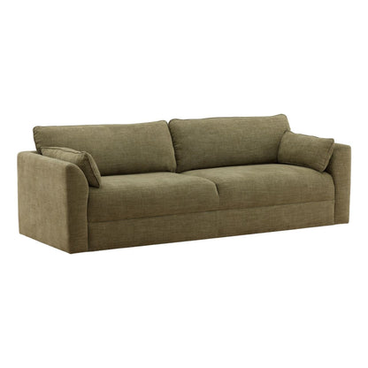 Topanga Green Two-Tone Basketweave Fabric Sofa 90 in Wide