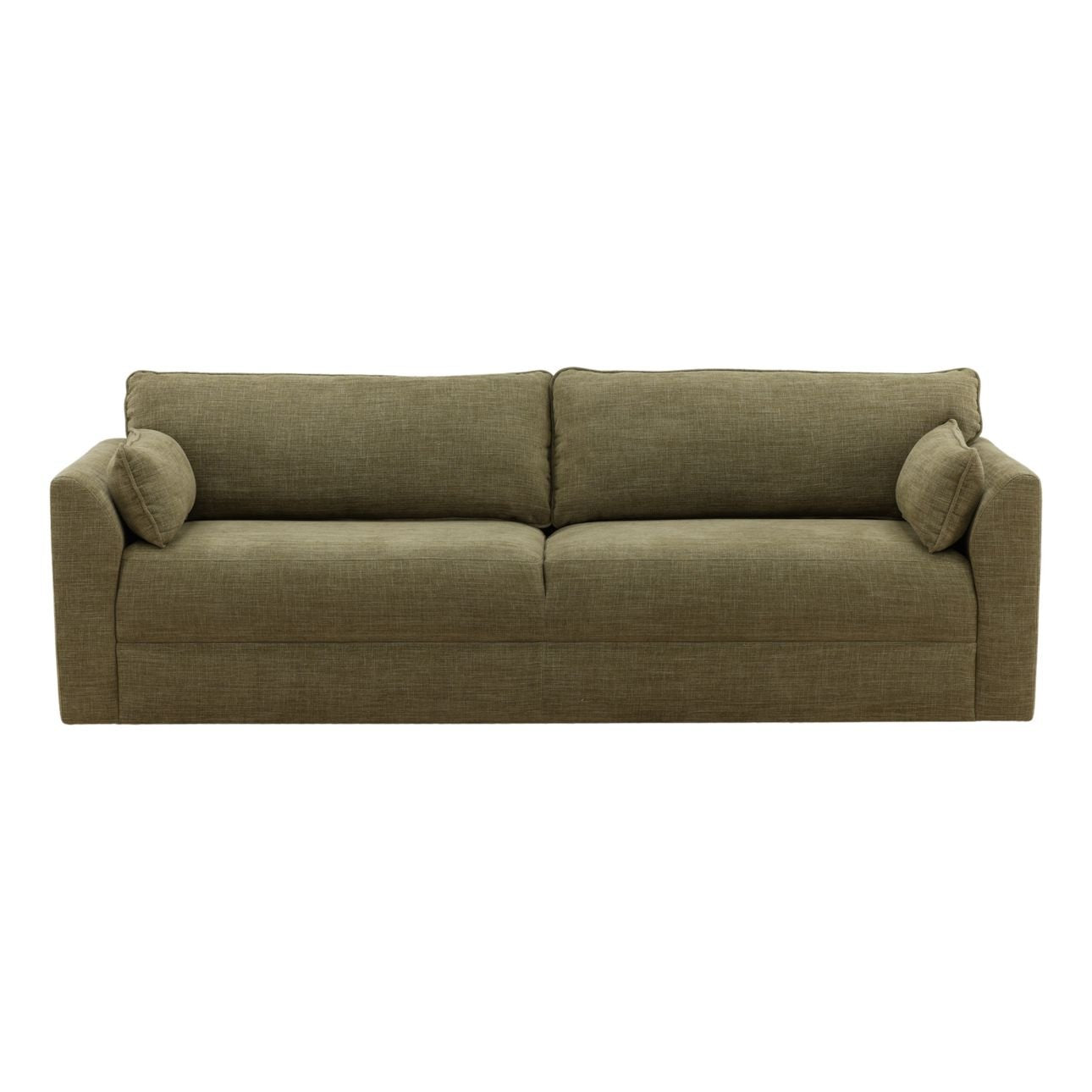 Topanga Green Two-Tone Basketweave Fabric Sofa 90 in Wide