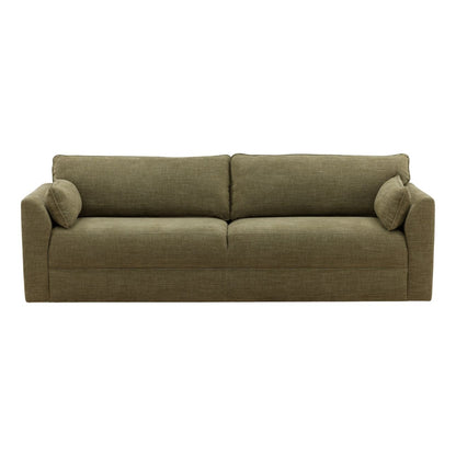Topanga Green Two-Tone Basketweave Fabric Sofa 90 in Wide