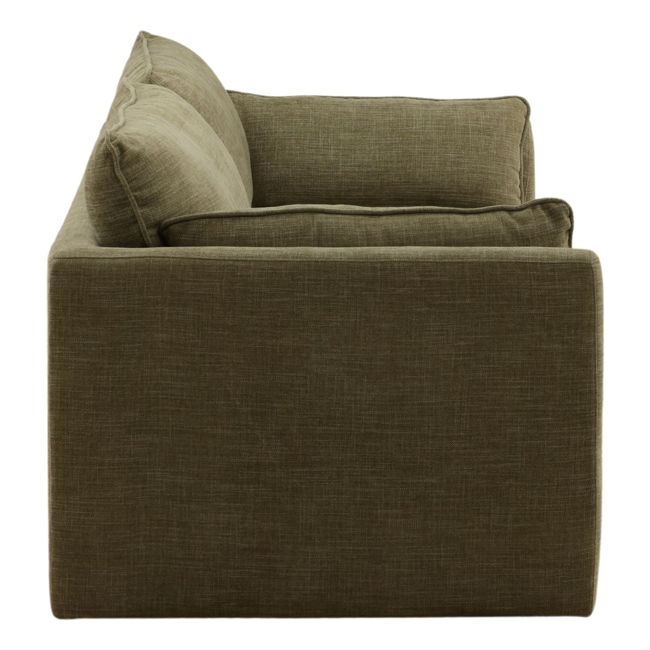 Topanga Green Two-Tone Basketweave Fabric Sofa 90 in Wide