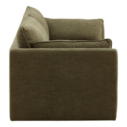 Topanga Green Two-Tone Basketweave Fabric Sofa 90 in Wide