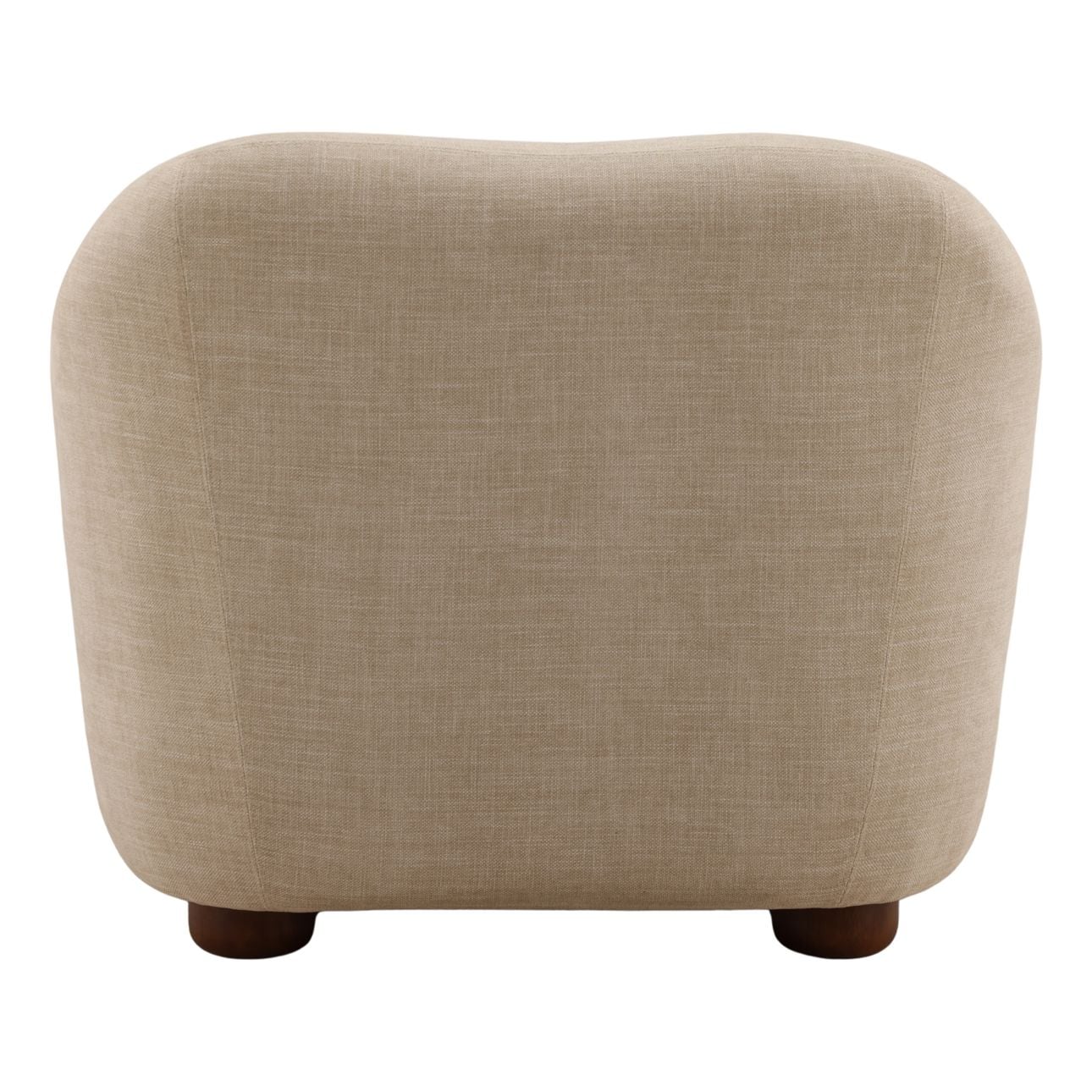 Topanga Sand and Dark Brown Two-Tone Basketweave Fabric and Rubber Wood Sofa 37 in Wide