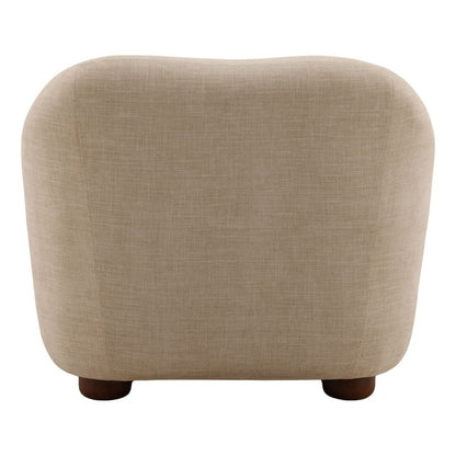 Topanga Sand and Dark Brown Two-Tone Basketweave Fabric and Rubber Wood Sofa 37 in Wide