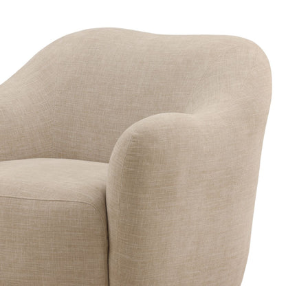 Topanga Sand and Dark Brown Two-Tone Basketweave Fabric and Rubber Wood Sofa 37 in Wide