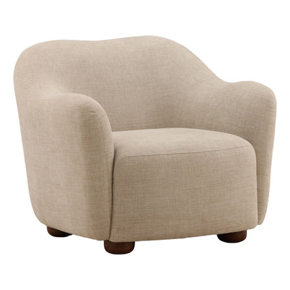Topanga Sand and Dark Brown Two-Tone Basketweave Fabric and Rubber Wood Sofa 37 in Wide