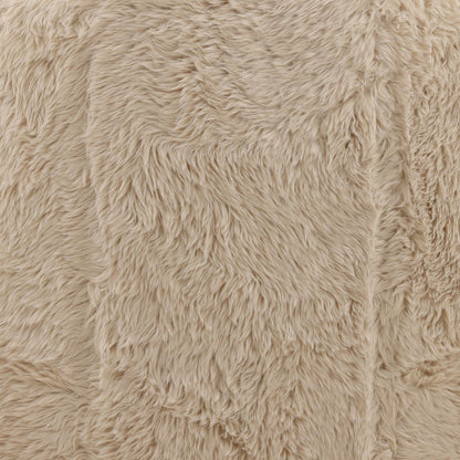 Cream and Dark Brown Faux Fur Fabric and Rubber Wood Chair 32.5 in Wide