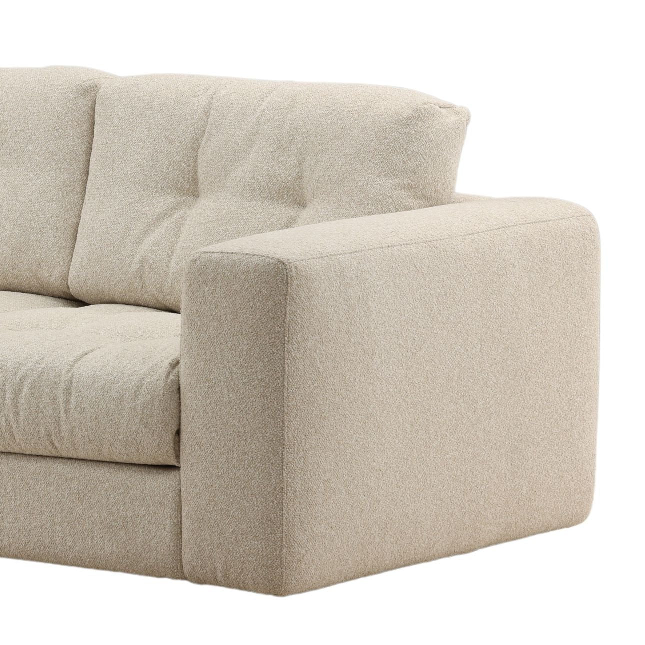 Vista Oatmeal Boucle Fabric Sofa 106 in Wide
