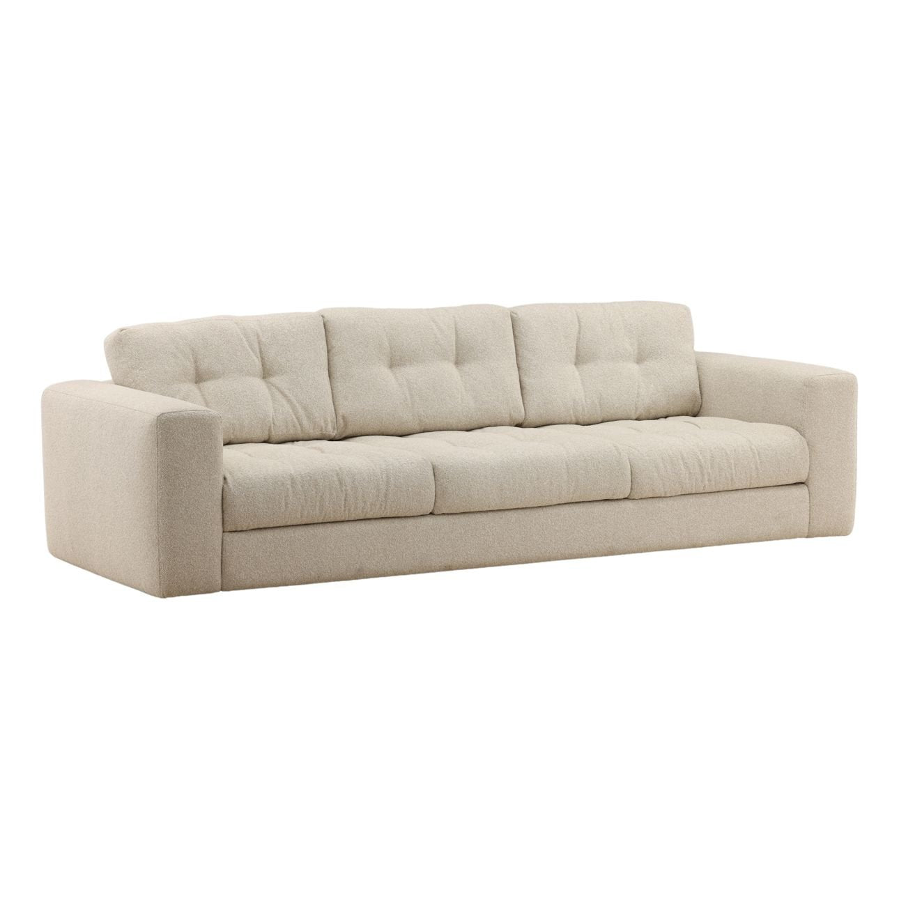 Vista Oatmeal Boucle Fabric Sofa 106 in Wide