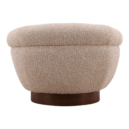 Heritage Boucle Yarn Fabric and Ash Wood Veneer Home Accent