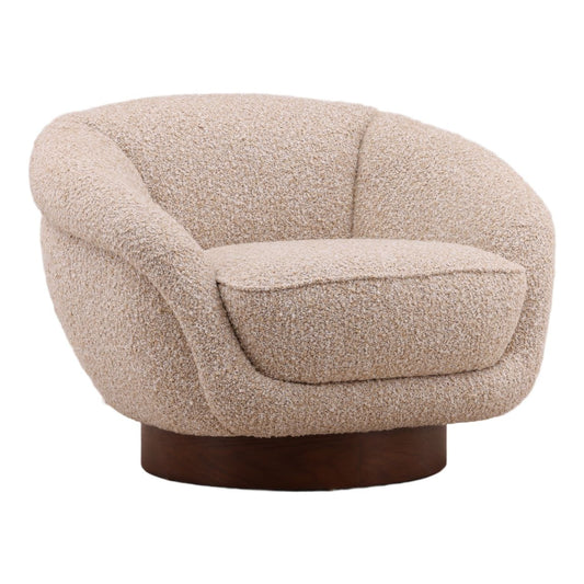 Heritage Boucle Yarn Fabric and Ash Wood Veneer Home Accent