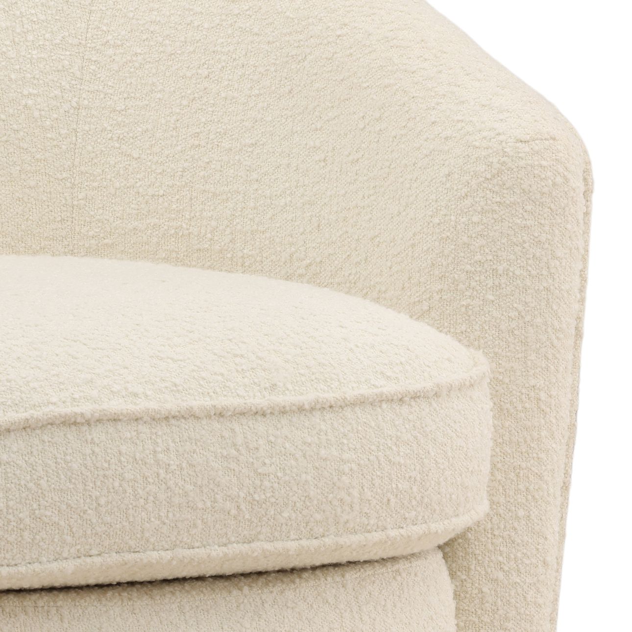 Cream Boucle Fabric Chair 33 in Wide