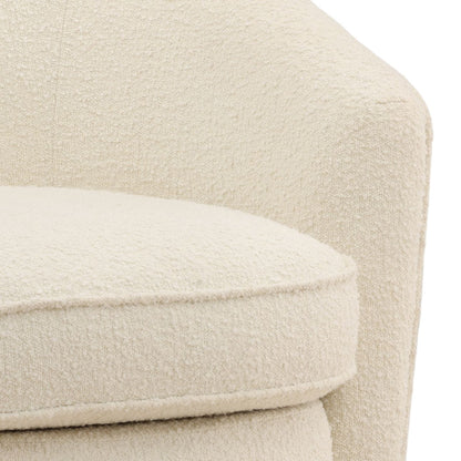 Cream Boucle Fabric Chair 33 in Wide