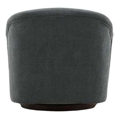 Blue and Dark Brown Basketweave Fabric and Rubber Wood Chair 34.5 in Wide