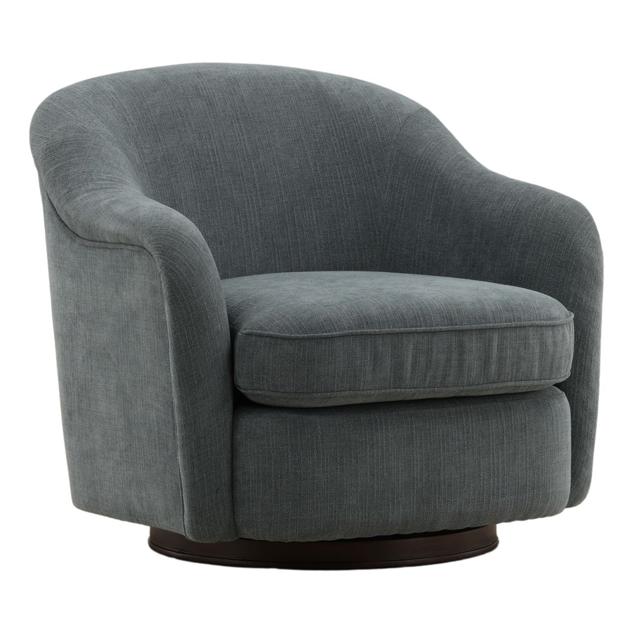 Blue and Dark Brown Basketweave Fabric and Rubber Wood Chair 34.5 in Wide