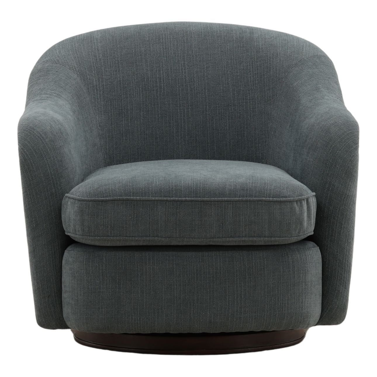 Blue and Dark Brown Basketweave Fabric and Rubber Wood Chair 34.5 in Wide