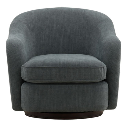 Blue and Dark Brown Basketweave Fabric and Rubber Wood Chair 34.5 in Wide