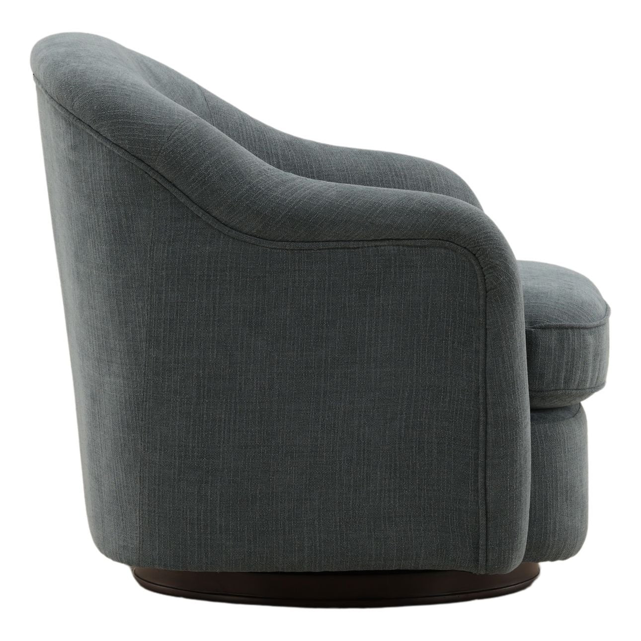 Blue and Dark Brown Basketweave Fabric and Rubber Wood Chair 34.5 in Wide