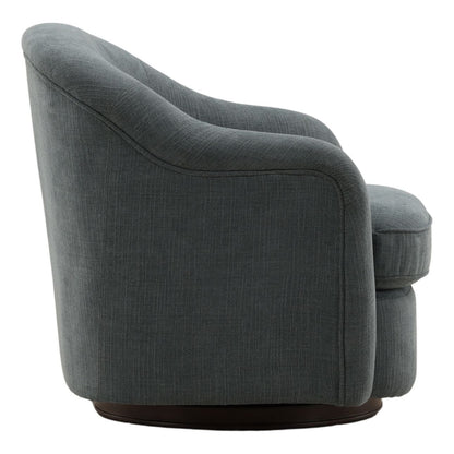 Blue and Dark Brown Basketweave Fabric and Rubber Wood Chair 34.5 in Wide