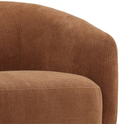 Rust and Walnut Basketweave Fabric and Rubber Wood Chair 34 in Wide
