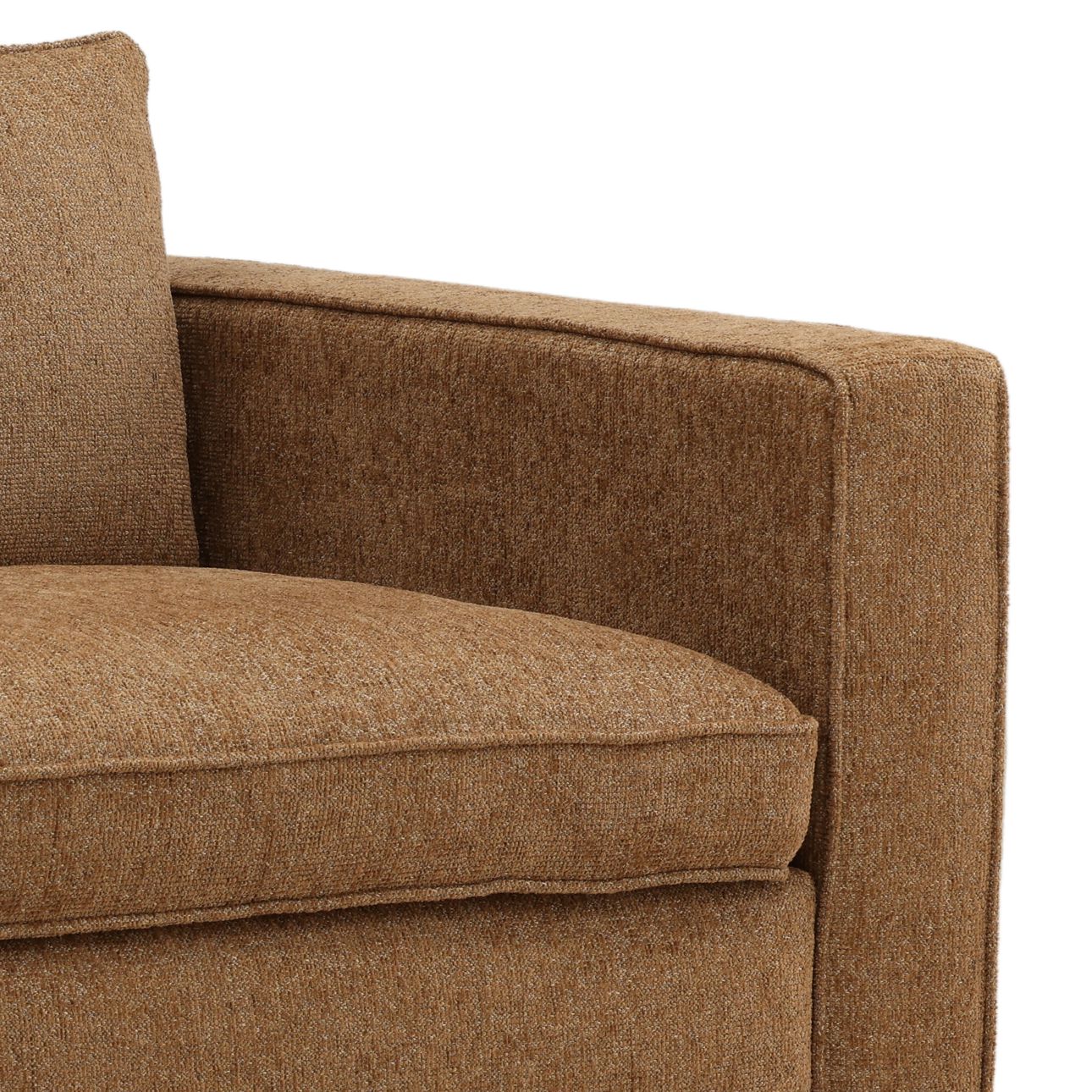 Brown Chenille Fabric and Rubber Wood Sofa 94.5 in Wide