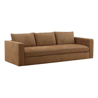 Brown Chenille Fabric and Rubber Wood Sofa 94.5 in Wide