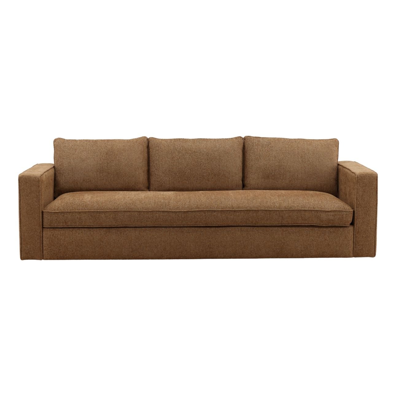 Brown Chenille Fabric and Rubber Wood Sofa 94.5 in Wide