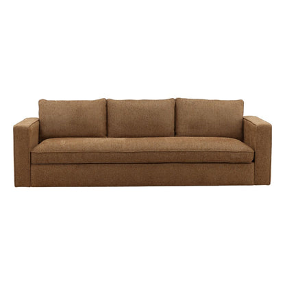 Brown Chenille Fabric and Rubber Wood Sofa 94.5 in Wide