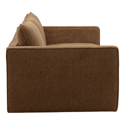 Brown Chenille Fabric and Rubber Wood Sofa 94.5 in Wide