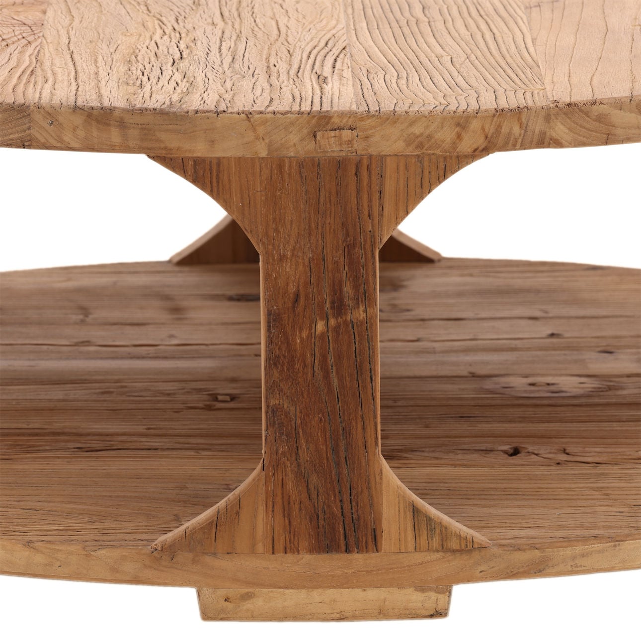 Natural Wood Sealed Finish Reclaimed Elm Wood Table 48 in Wide