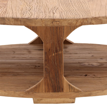 Natural Wood Sealed Finish Reclaimed Elm Wood Table 48 in Wide
