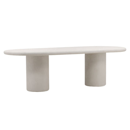 White Lightweight Concrete Table 102.5 in Wide