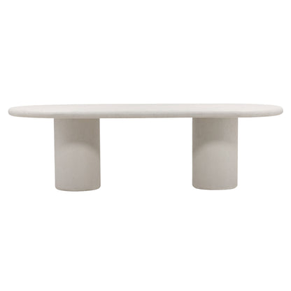 White Lightweight Concrete Table 102.5 in Wide