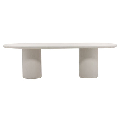 White Lightweight Concrete Table 102.5 in Wide