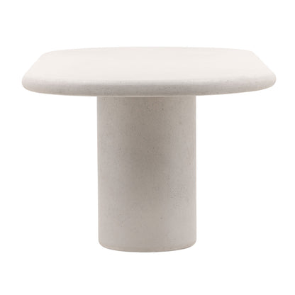 White Lightweight Concrete Table 102.5 in Wide