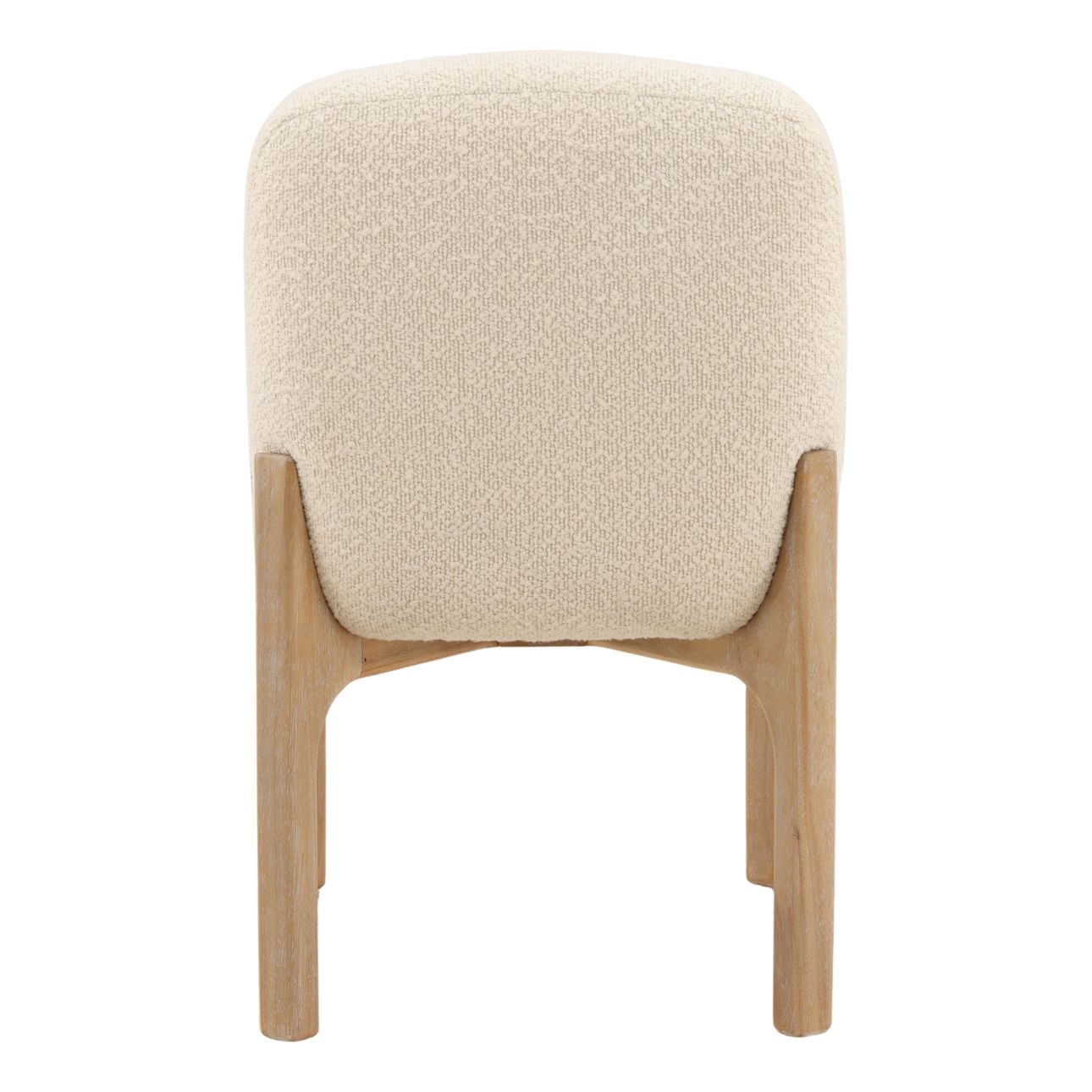 Cream and Natural Chunky Boucle Fabric and Rubber Wood Chair 19.5 in Wide